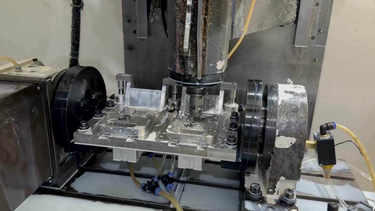 CNC post-machining of a die-cast part on a fixture