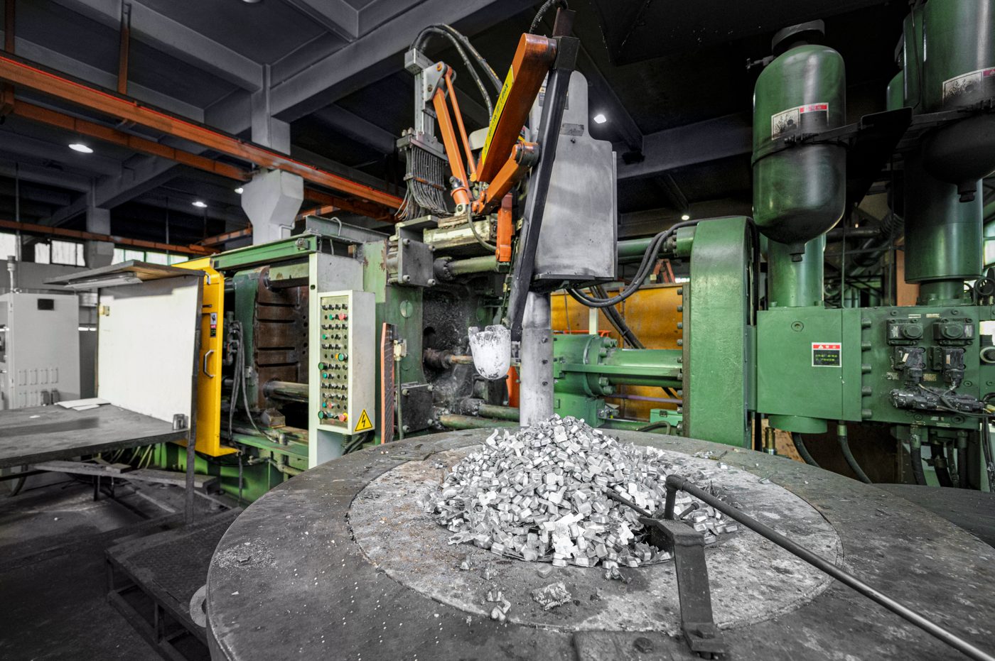 Molten aluminium at the furnace