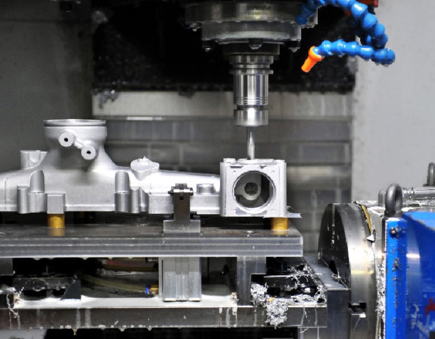 Die cast part being CNC machined