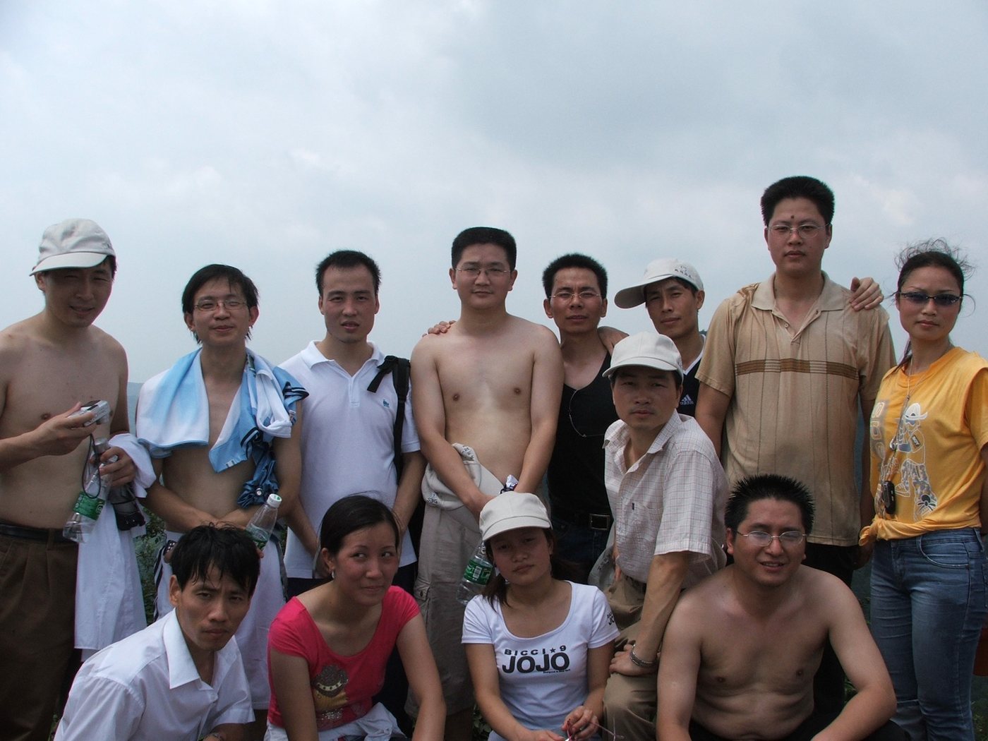 Engineering team on a hike in the hills