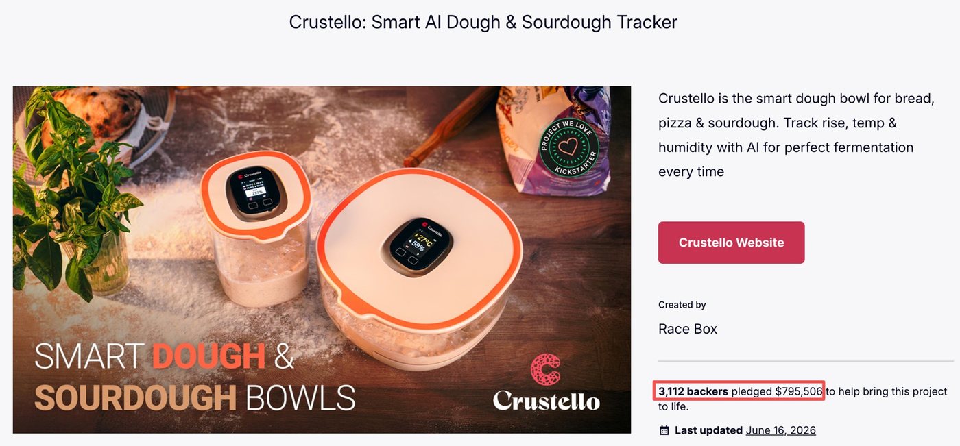 The Crustello Kickstarter page