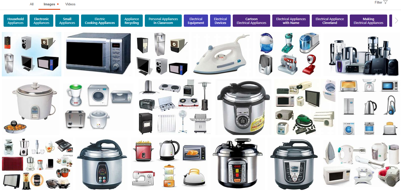 Electrical appliance product examples